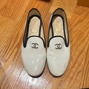 Chanel white flats